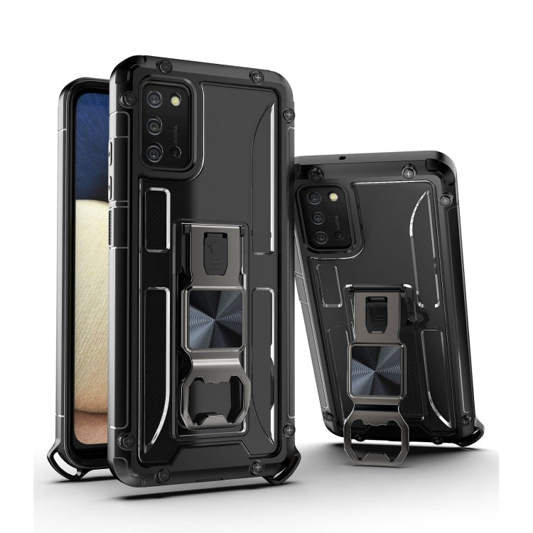 PC + TPU Shockproof Protective Case with Corkscrew Holder For Samsung Galaxy A02s