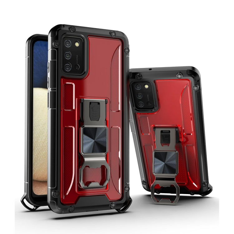 PC + TPU Shockproof Protective Case with Corkscrew Holder For Samsung Galaxy A02s