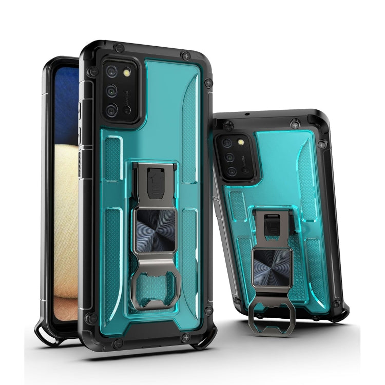 PC + TPU Shockproof Protective Case with Corkscrew Holder For Samsung Galaxy A02s