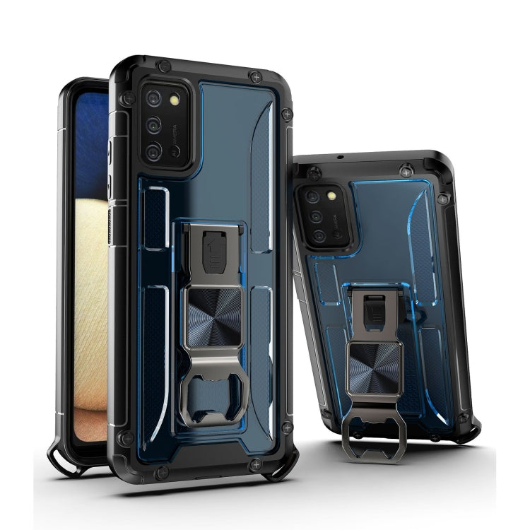 PC + TPU Shockproof Protective Case with Corkscrew Holder For Samsung Galaxy A02s