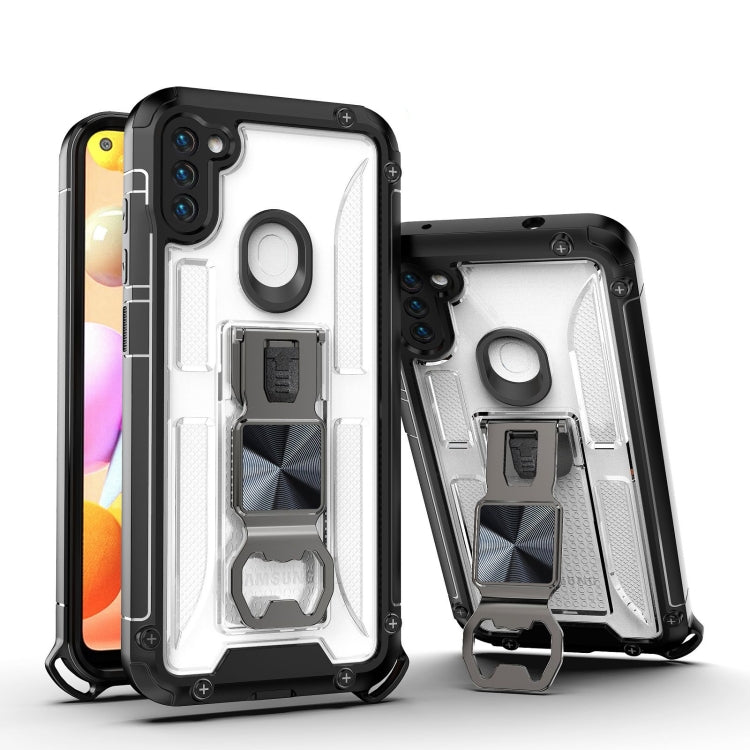 PC + TPU Shockproof Protective Case with Corkscrew Holder For Samsung Galaxy A11