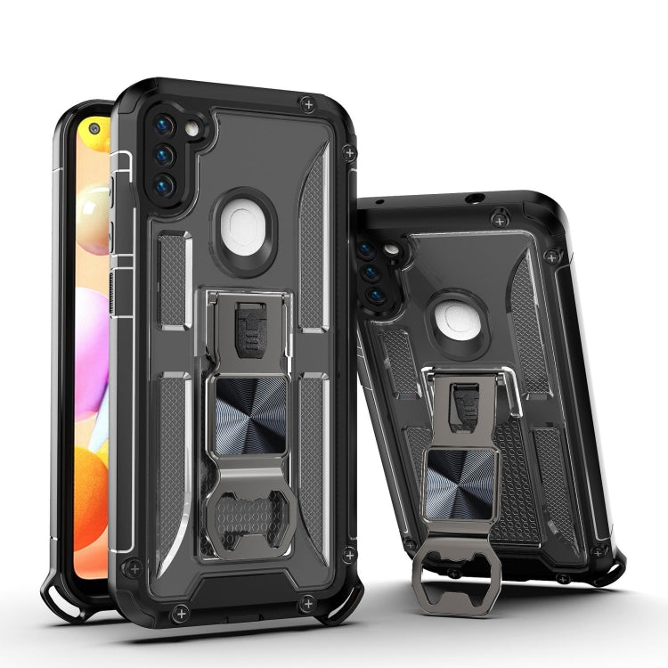 PC + TPU Shockproof Protective Case with Corkscrew Holder For Samsung Galaxy A11