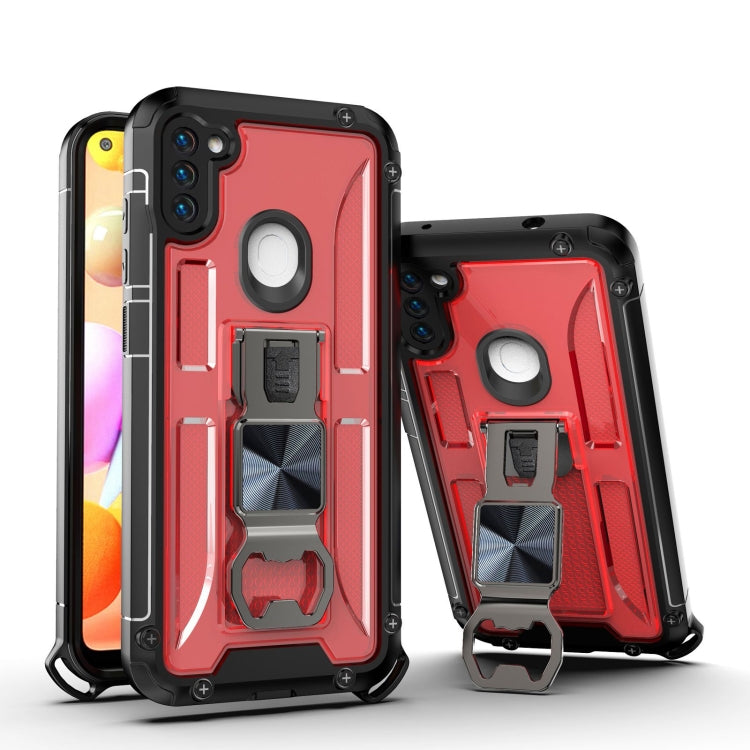 PC + TPU Shockproof Protective Case with Corkscrew Holder For Samsung Galaxy A11
