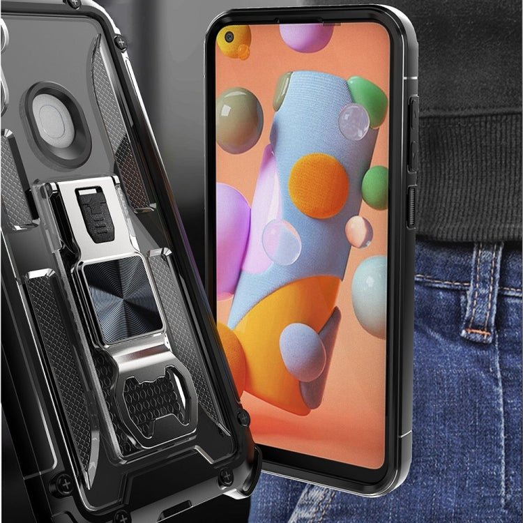 PC + TPU Shockproof Protective Case with Corkscrew Holder For Samsung Galaxy A11