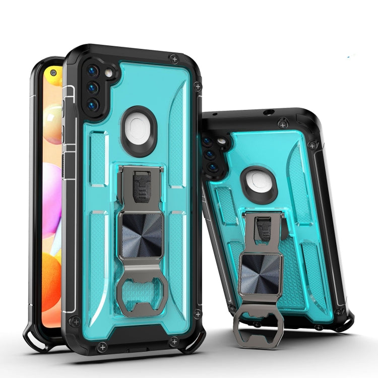 PC + TPU Shockproof Protective Case with Corkscrew Holder For Samsung Galaxy A11