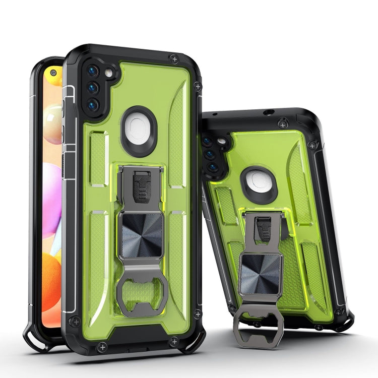PC + TPU Shockproof Protective Case with Corkscrew Holder For Samsung Galaxy A11