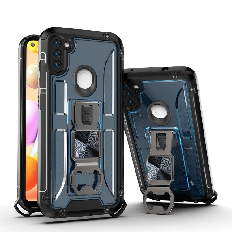 PC + TPU Shockproof Protective Case with Corkscrew Holder For Samsung Galaxy A11