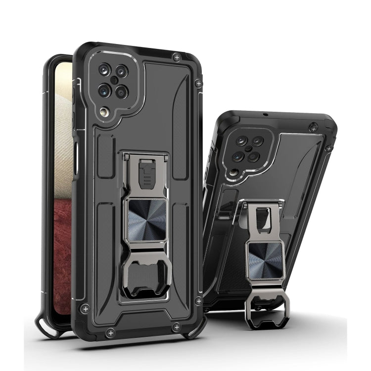PC + TPU Shockproof Protective Case with Corkscrew Holder For Samsung Galaxy A12