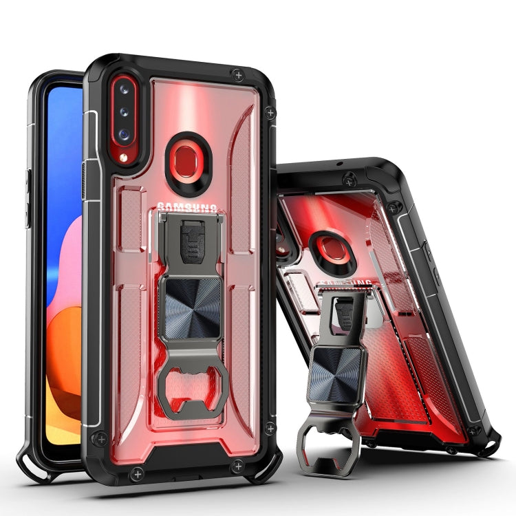 PC + TPU Shockproof Protective Case with Corkscrew Holder For Samsung Galaxy A20s