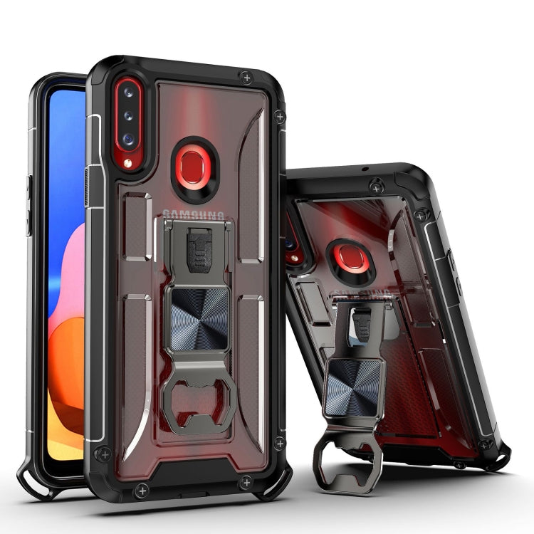 PC + TPU Shockproof Protective Case with Corkscrew Holder For Samsung Galaxy A20s