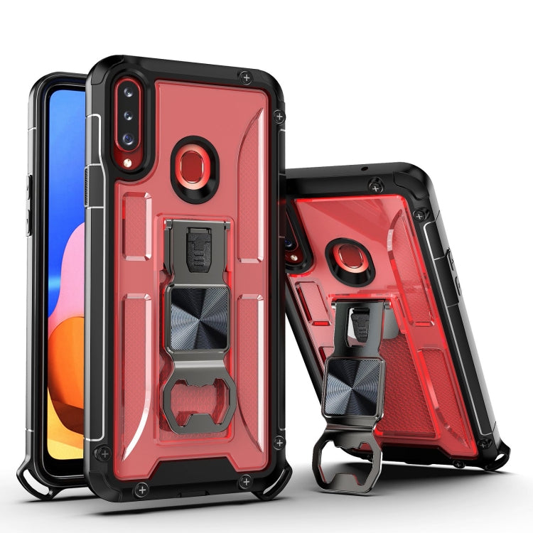 PC + TPU Shockproof Protective Case with Corkscrew Holder For Samsung Galaxy A20s