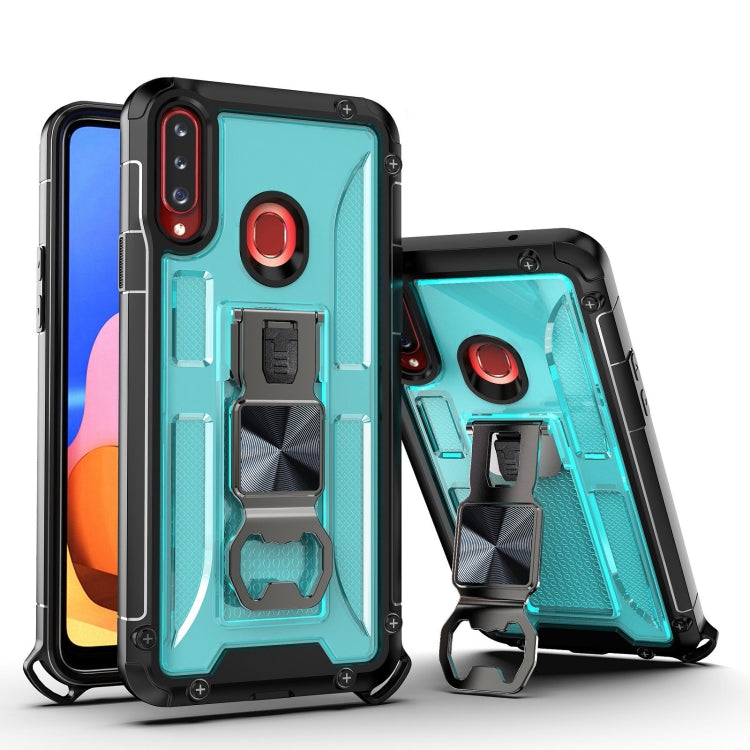 PC + TPU Shockproof Protective Case with Corkscrew Holder For Samsung Galaxy A20s