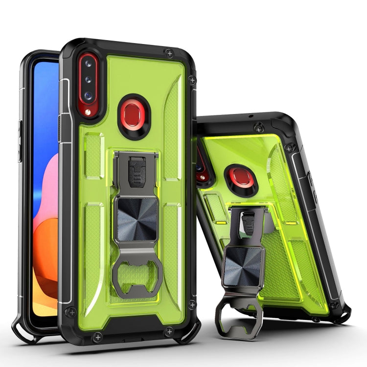PC + TPU Shockproof Protective Case with Corkscrew Holder For Samsung Galaxy A20s
