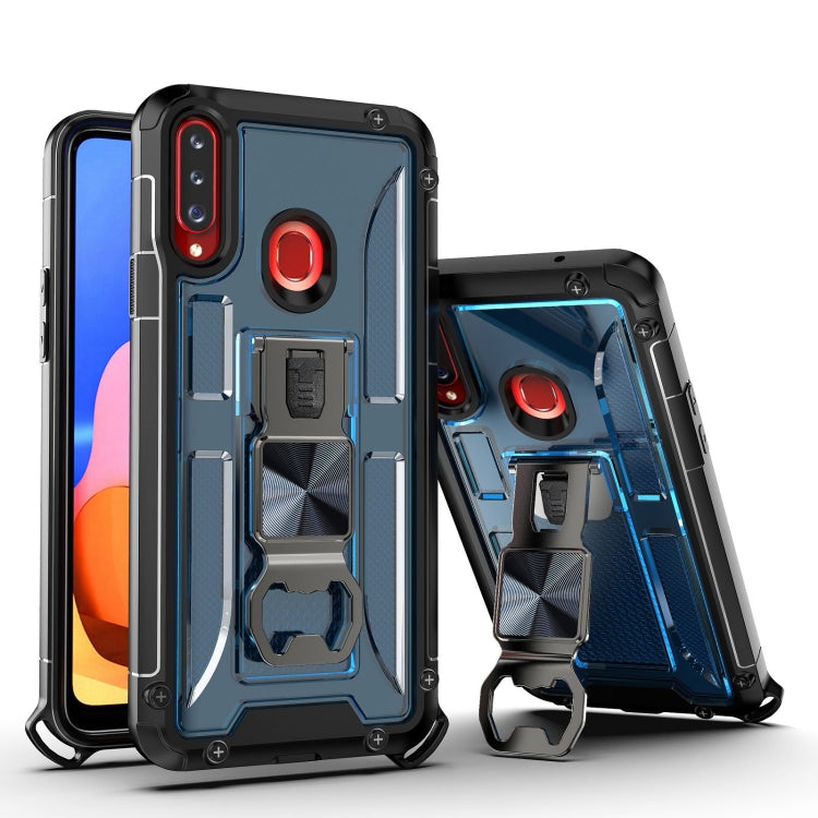 PC + TPU Shockproof Protective Case with Corkscrew Holder For Samsung Galaxy A20s