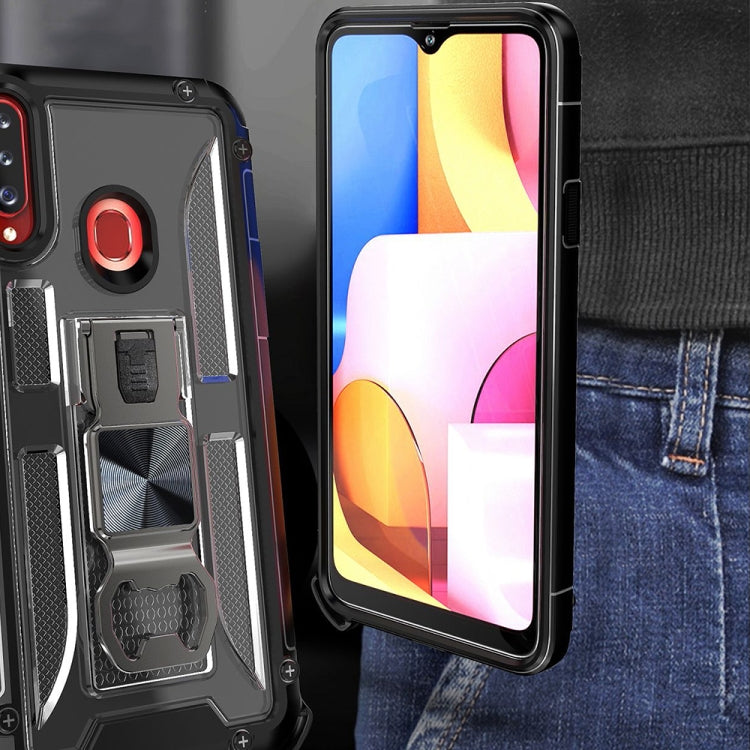 PC + TPU Shockproof Protective Case with Corkscrew Holder For Samsung Galaxy A20s