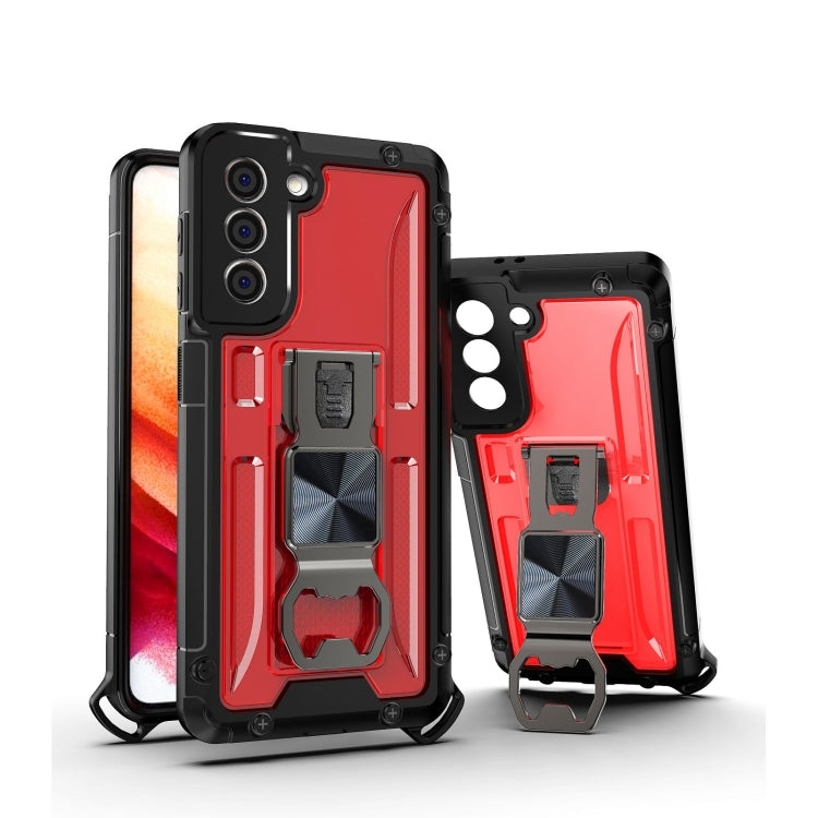 PC + TPU Shockproof Protective Case with Corkscrew Holder For Samsung Galaxy S21+ 5G