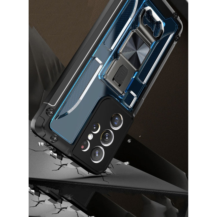 PC + TPU Shockproof Protective Case with Corkscrew Holder For Samsung Galaxy S21 Ultra 5G