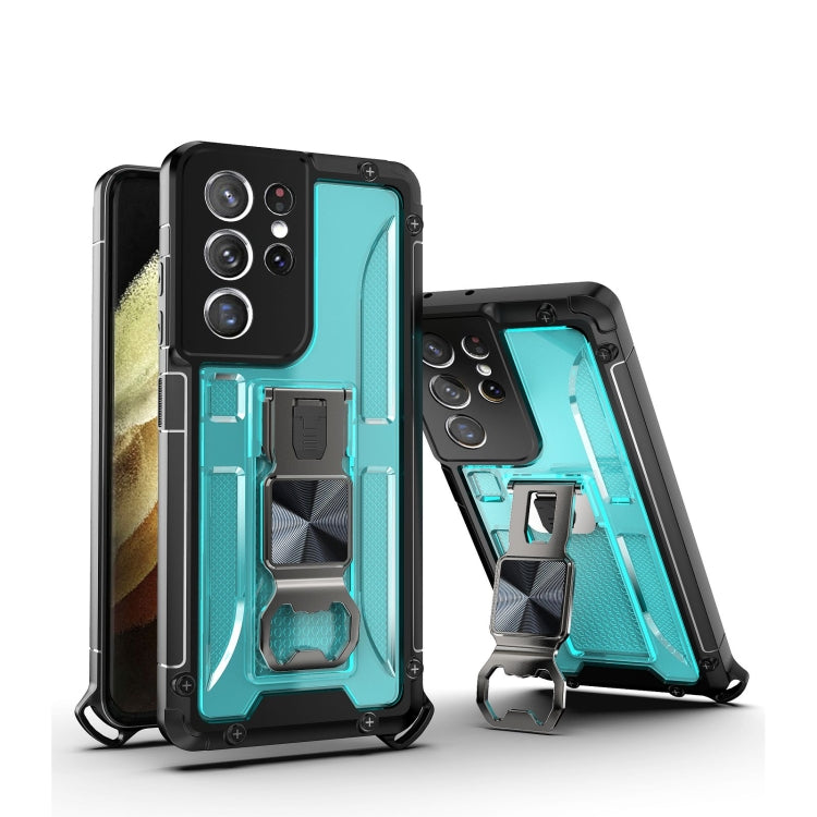 PC + TPU Shockproof Protective Case with Corkscrew Holder For Samsung Galaxy S21 Ultra 5G
