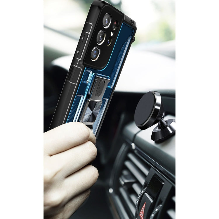 PC + TPU Shockproof Protective Case with Corkscrew Holder For Samsung Galaxy S21 Ultra 5G