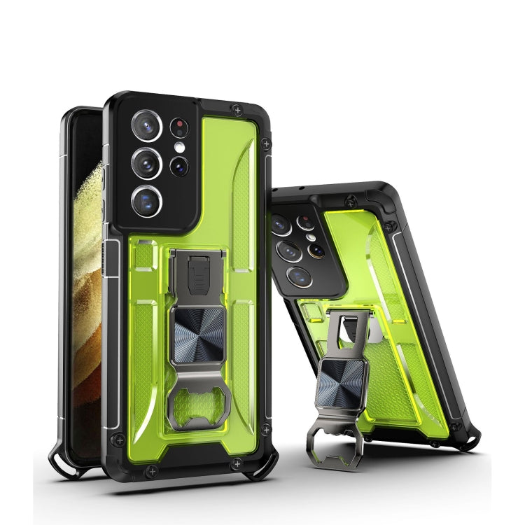 PC + TPU Shockproof Protective Case with Corkscrew Holder For Samsung Galaxy S21 Ultra 5G