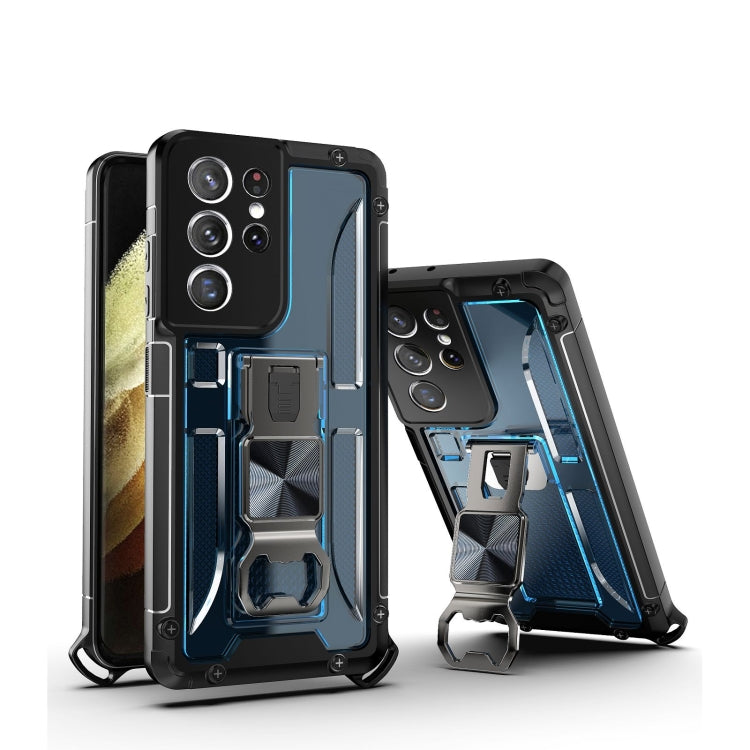 PC + TPU Shockproof Protective Case with Corkscrew Holder For Samsung Galaxy S21 Ultra 5G