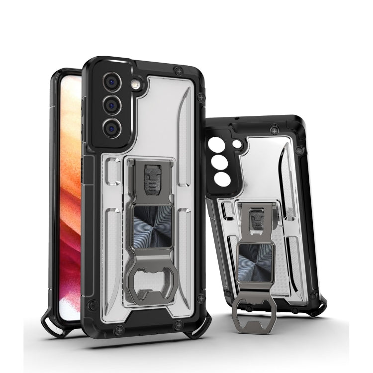 PC + TPU Shockproof Protective Case with Corkscrew Holder For Samsung Galaxy S21 FE