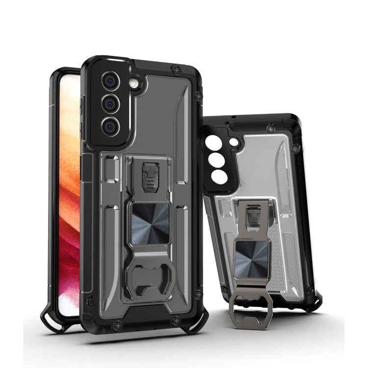 PC + TPU Shockproof Protective Case with Corkscrew Holder For Samsung Galaxy S21 FE