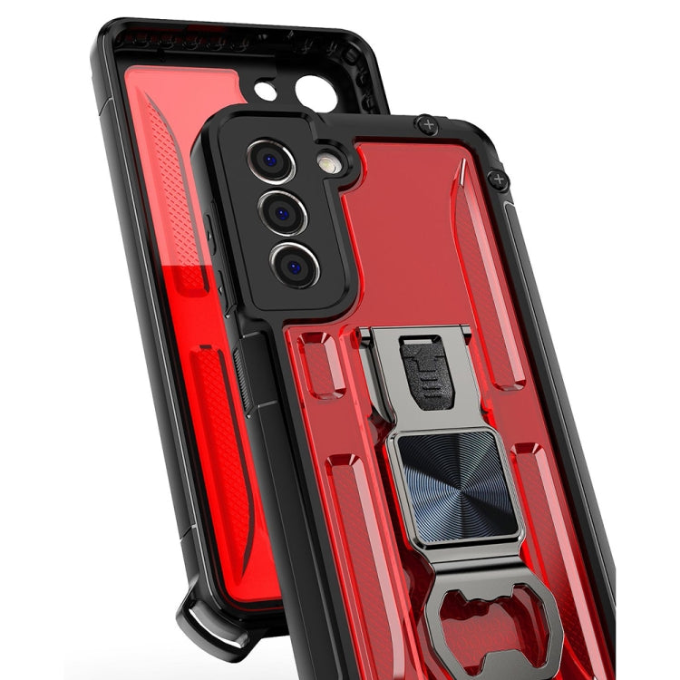 PC + TPU Shockproof Protective Case with Corkscrew Holder For Samsung Galaxy S21 FE