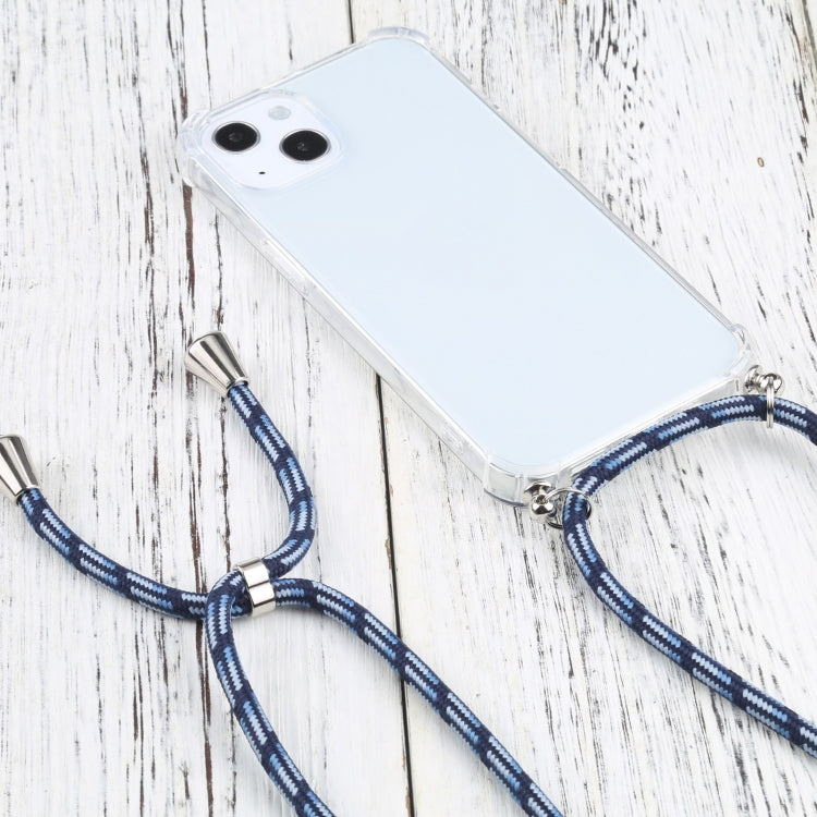 For iPhone 13 Four-corner Shockproof Transparent TPU Protective Case with Lanyard