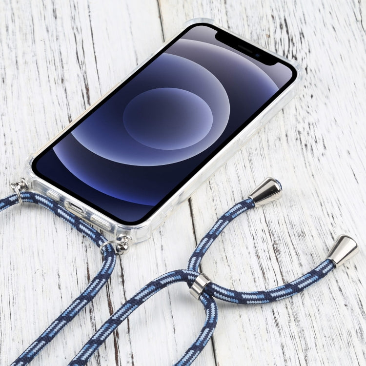 For iPhone 13 Four-corner Shockproof Transparent TPU Protective Case with Lanyard
