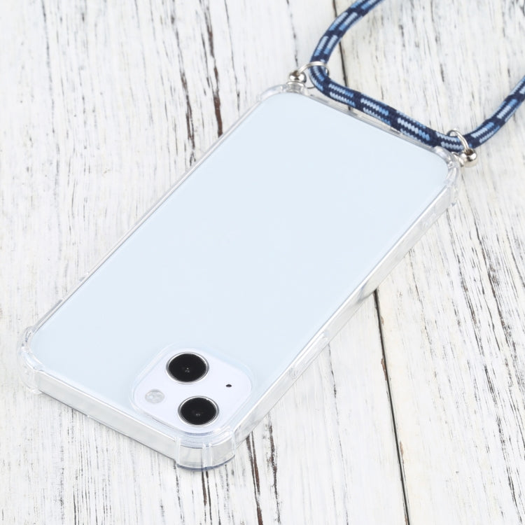 For iPhone 13 Four-corner Shockproof Transparent TPU Protective Case with Lanyard