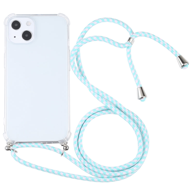 For iPhone 13 Four-corner Shockproof Transparent TPU Protective Case with Lanyard