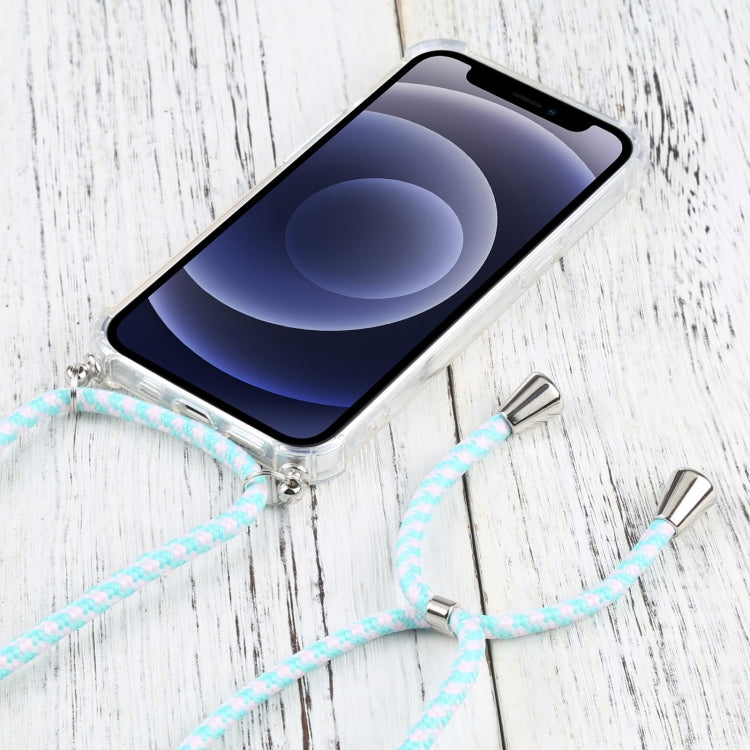For iPhone 13 Four-corner Shockproof Transparent TPU Protective Case with Lanyard