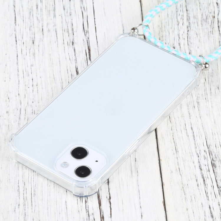 For iPhone 13 Four-corner Shockproof Transparent TPU Protective Case with Lanyard