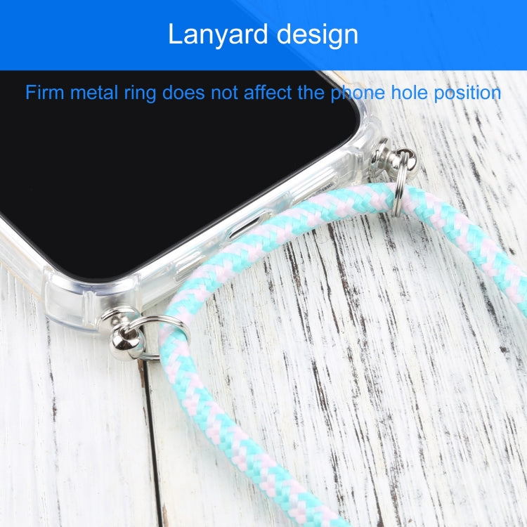 For iPhone 13 Four-corner Shockproof Transparent TPU Protective Case with Lanyard