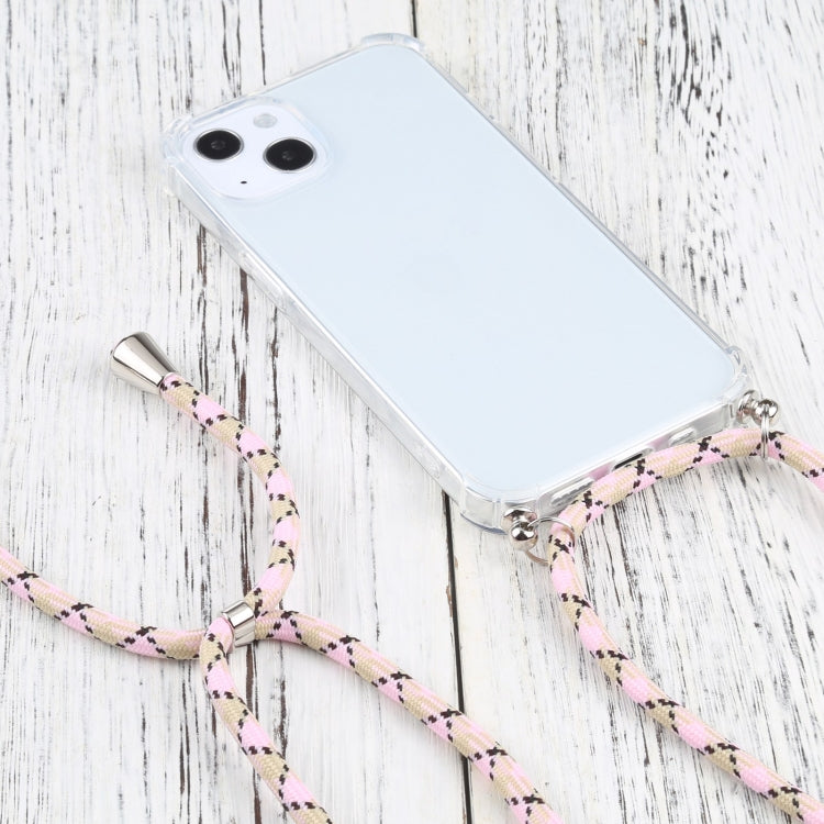 For iPhone 13 Four-corner Shockproof Transparent TPU Protective Case with Lanyard
