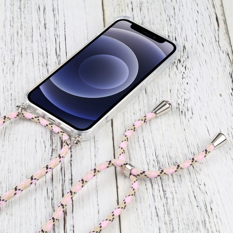 For iPhone 13 Four-corner Shockproof Transparent TPU Protective Case with Lanyard