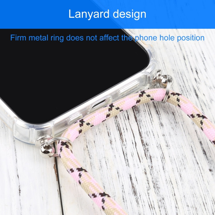 For iPhone 13 Four-corner Shockproof Transparent TPU Protective Case with Lanyard