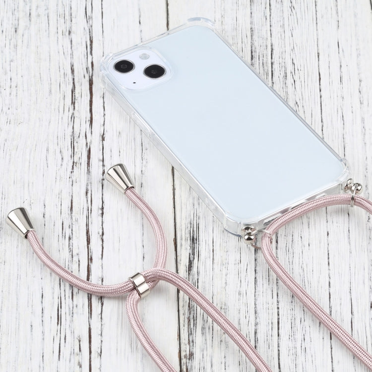For iPhone 13 Four-corner Shockproof Transparent TPU Protective Case with Lanyard