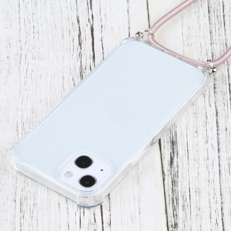 For iPhone 13 Four-corner Shockproof Transparent TPU Protective Case with Lanyard