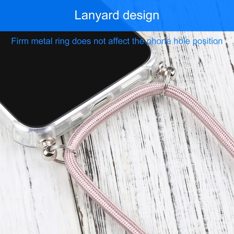 For iPhone 13 Four-corner Shockproof Transparent TPU Protective Case with Lanyard