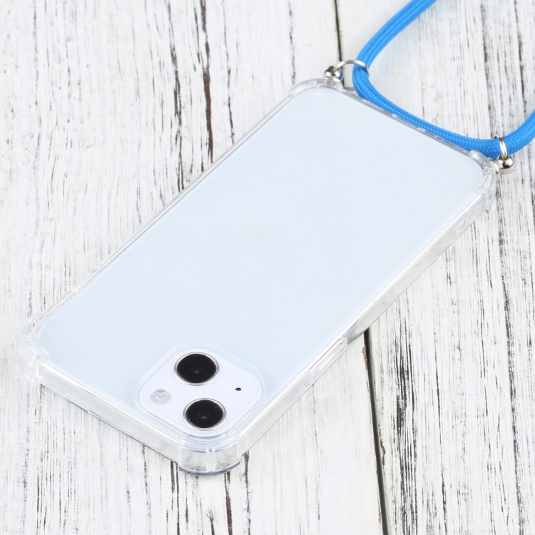 For iPhone 13 Four-corner Shockproof Transparent TPU Protective Case with Lanyard