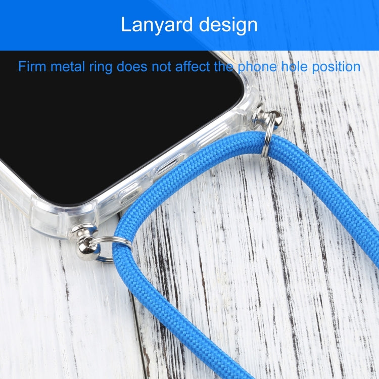For iPhone 13 Four-corner Shockproof Transparent TPU Protective Case with Lanyard