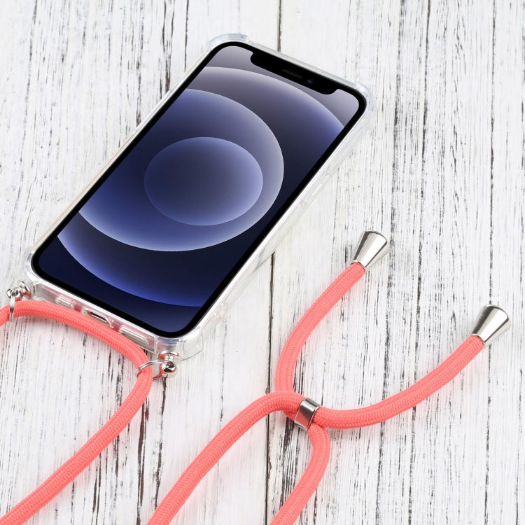 For iPhone 13 Four-corner Shockproof Transparent TPU Protective Case with Lanyard