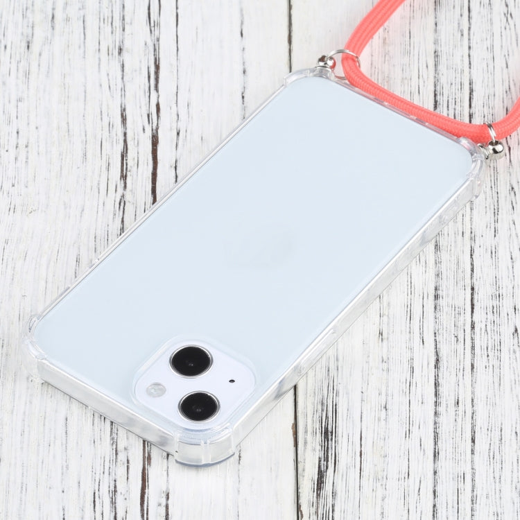 For iPhone 13 Four-corner Shockproof Transparent TPU Protective Case with Lanyard