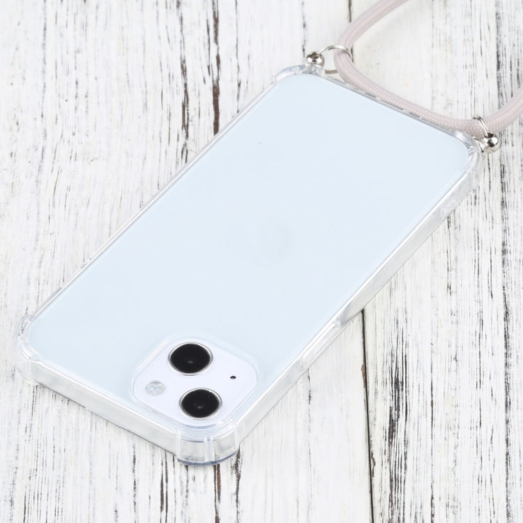 For iPhone 13 Four-corner Shockproof Transparent TPU Protective Case with Lanyard