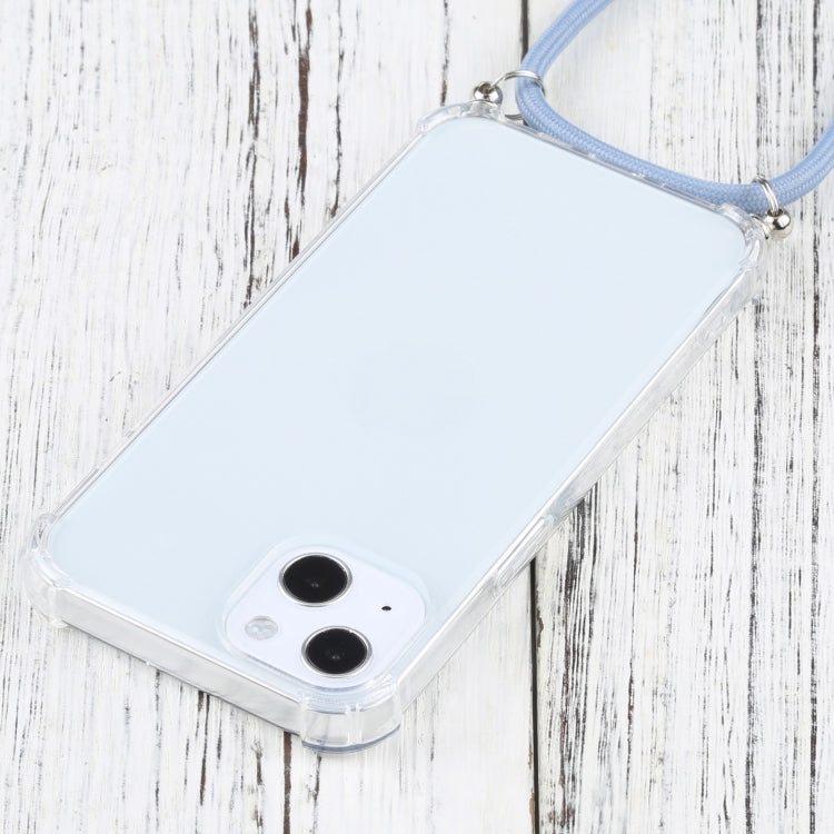For iPhone 13 Four-corner Shockproof Transparent TPU Protective Case with Lanyard