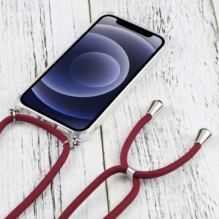 For iPhone 13 Four-corner Shockproof Transparent TPU Protective Case with Lanyard