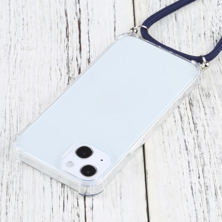For iPhone 13 Four-corner Shockproof Transparent TPU Protective Case with Lanyard
