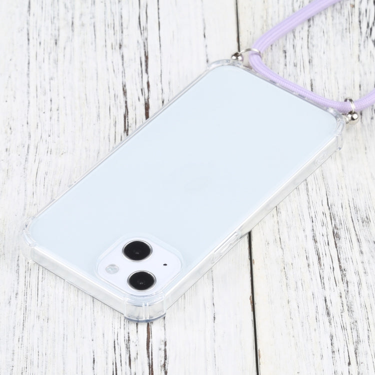 For iPhone 13 Four-corner Shockproof Transparent TPU Protective Case with Lanyard